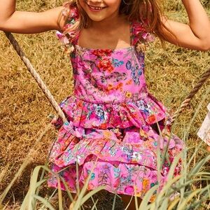Nellystella Leighton Garden Floral Magenta Dress Girls 4